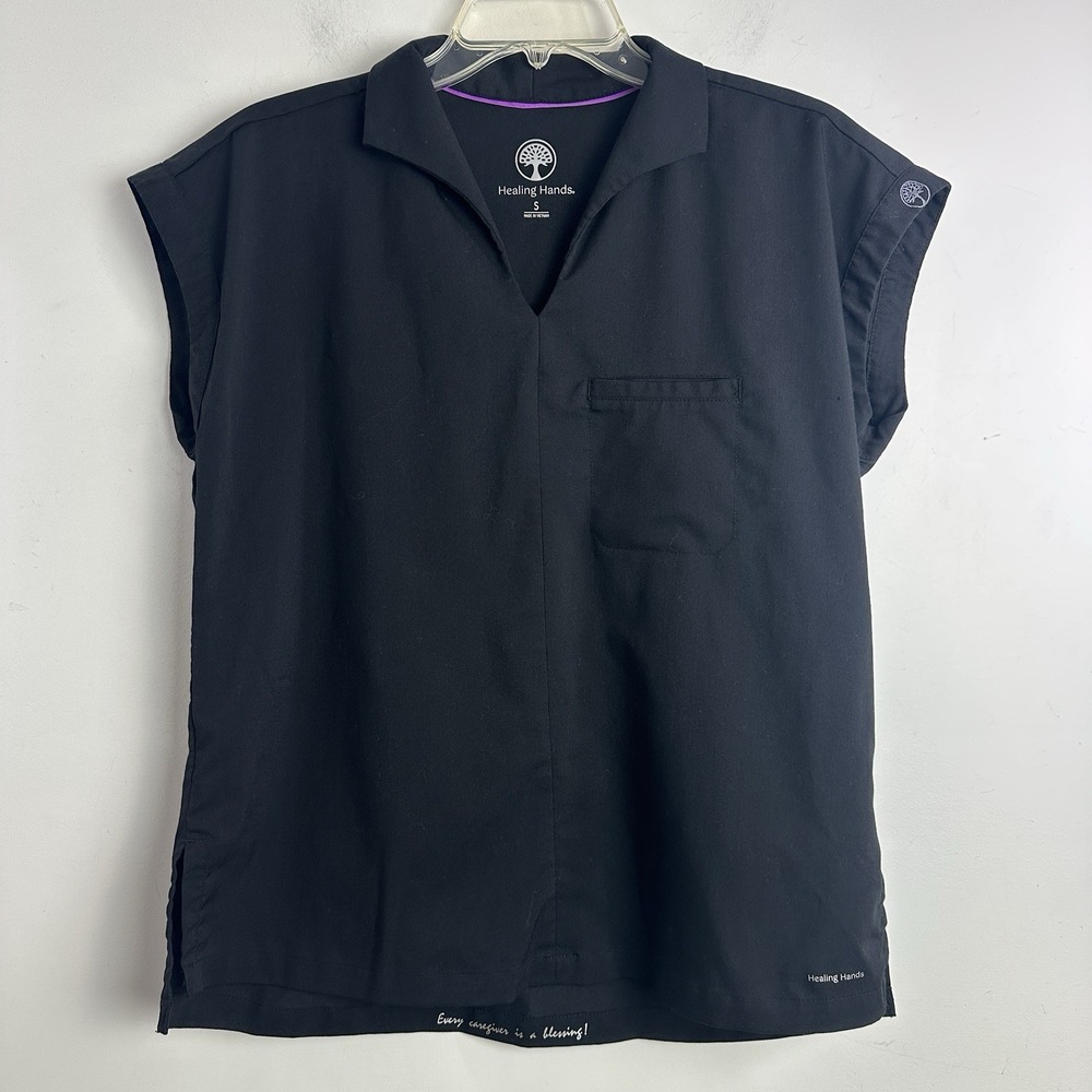 Healing Hands Scrubs Jazz Collared Tuckable Shirt HH607 BLACK Black